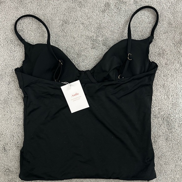 Andie Swim The Canary Tank Top Tankini Underwire Black Sustaonable Swim - Picture 4 of 6